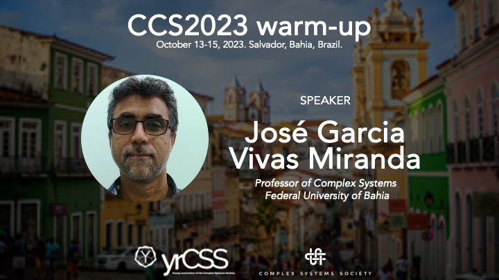 Announcement banner for José Garcia Vivas Miranda's participation as a speaker to the warm-up