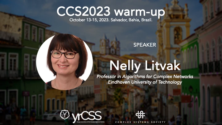 Announcement banner for Nelly Litvak's participation as a speaker to the warm-up